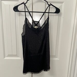 LA MIEL Black Leopard Lace Camisole
